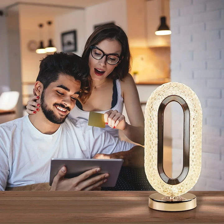 Moderne Luxus Oval USB Wiederaufladbare Kristall Tischlampe – Dimmbares LED Nachtlicht für Schlafzimmer, Wohnzimmer und Nachttischdekoration