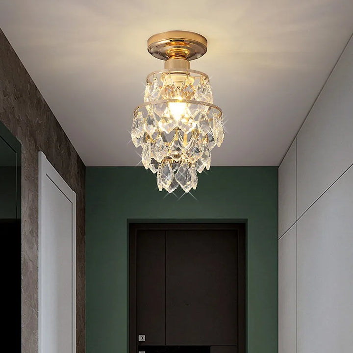 Moderne Gold Mini Kristall Deckenleuchte – E27 LED Leuchte für Schlafzimmer, Wohnzimmer, Treppen und Wohnkultur
