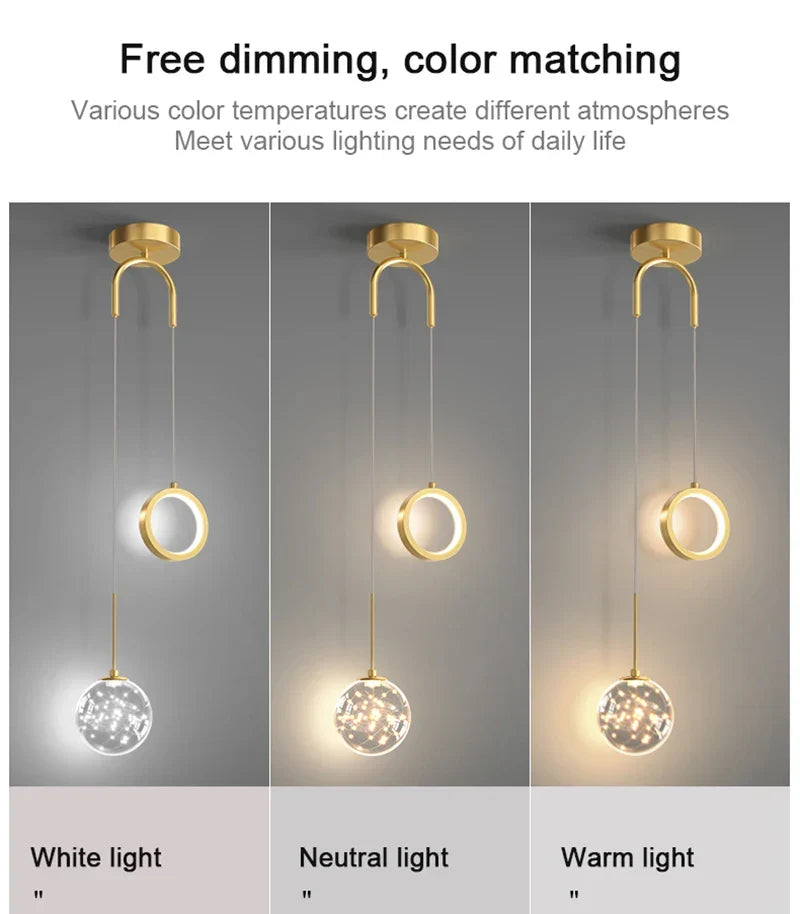 Moderne LED-Pendelleuchte – 2-Wege Innenhängelampe für Wohnzimmer, Schlafzimmer, Esstisch mit einstellbaren 3 Lichtfarben