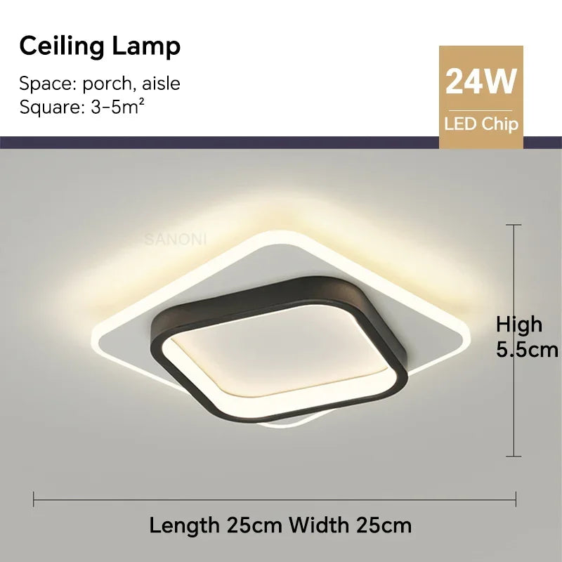 Moderne LED-Deckenlampe - Quadratische Deckenleuchte für Wohnraum, Treppe, Flur und mehr