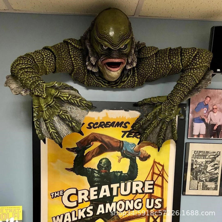 Kreatur The Black Lagoon Grab Skulpturen Figur Gartenbau Außenornamente Monster Statue Mann Halloween Dekoration