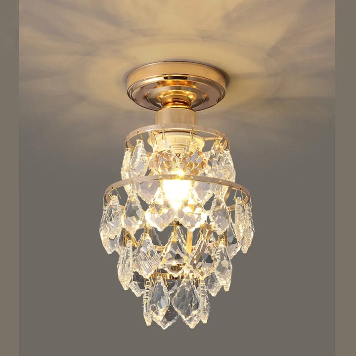 Moderne Gold Mini Kristall Deckenleuchte – E27 LED Leuchte für Schlafzimmer, Wohnzimmer, Treppen und Wohnkultur