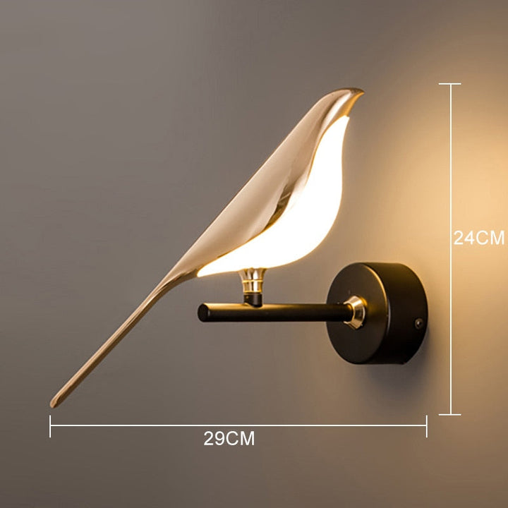 Moderne nordische Wandvogel Lampe