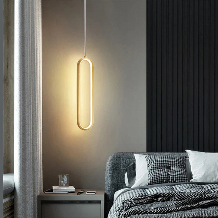 Moderne LED Pendelleuchte – Schwarze und goldene hängende Lampe für Schlafzimmer, Wohnzimmer und Esszimmer – Stilvolle Deckenleuchte für Innenräume