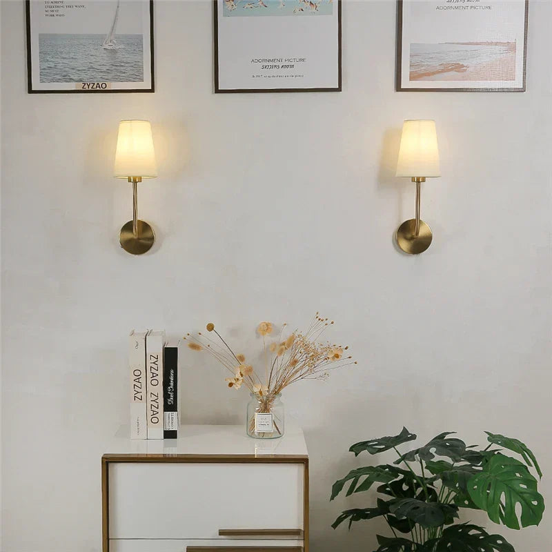 Nordic Minimalismus LED Wandleuchte – Moderner Leinenlampenschirm für Wohnzimmer, Schlafzimmer und Treppendekor