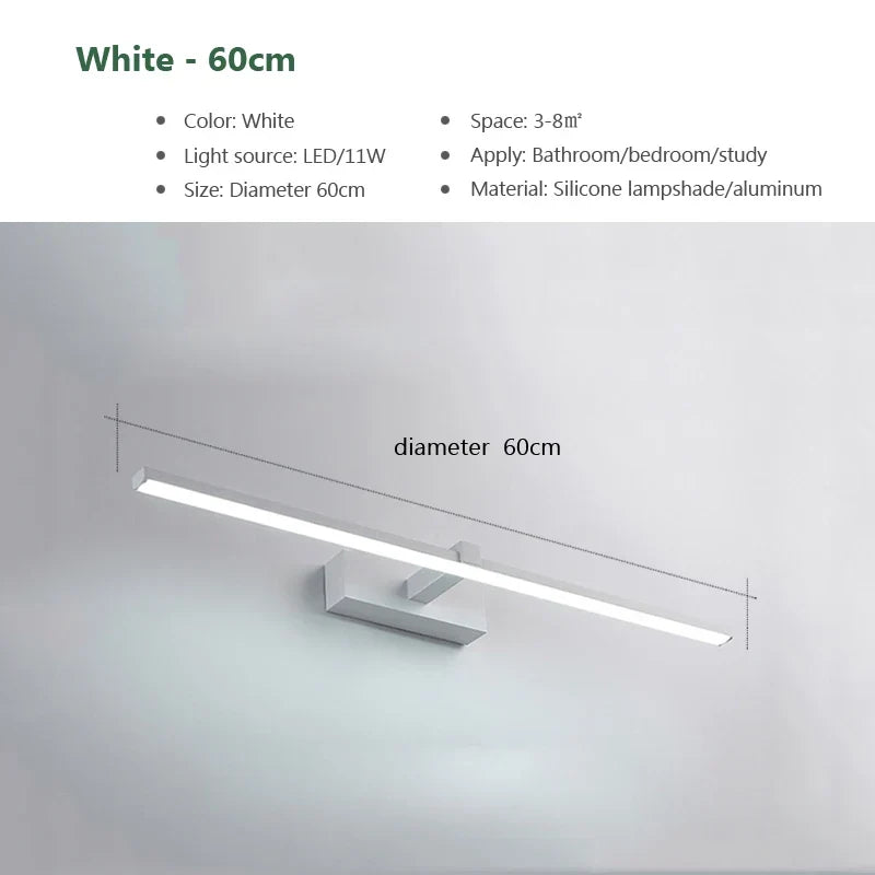 Moderne LED Wandleuchte für das Badezimmer – 3-farbig einstellbare Licht Aluminium LED Spiegel Lampe für Make-up und Baden