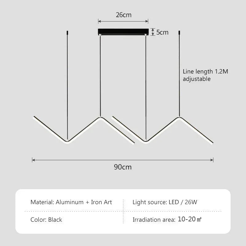 Moderne LED Pendelleuchte – Nordischer Gold-Kronleuchter für Küche, Esszimmer und Restaurant, Z-Form Design mit Fernbedienung