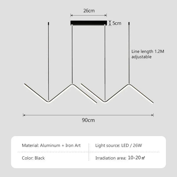 Moderne LED Pendelleuchte – Nordischer Gold-Kronleuchter für Küche, Esszimmer und Restaurant, Z-Form Design mit Fernbedienung