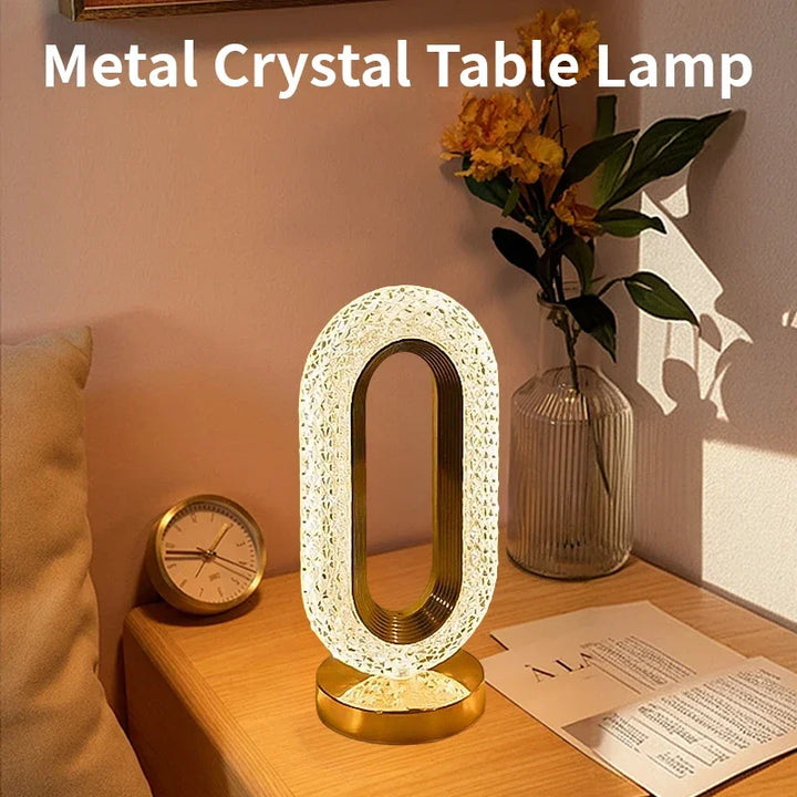 Moderne Luxus Oval USB Wiederaufladbare Kristall Tischlampe – Dimmbares LED Nachtlicht für Schlafzimmer, Wohnzimmer und Nachttischdekoration