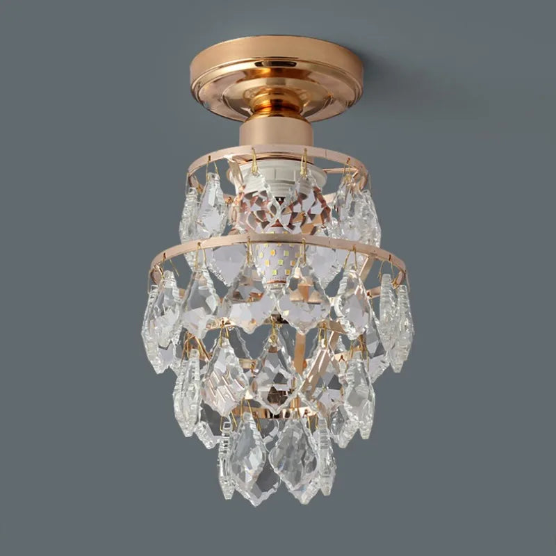 Moderne Gold Mini Kristall Deckenleuchte – E27 LED Leuchte für Schlafzimmer, Wohnzimmer, Treppen und Wohnkultur
