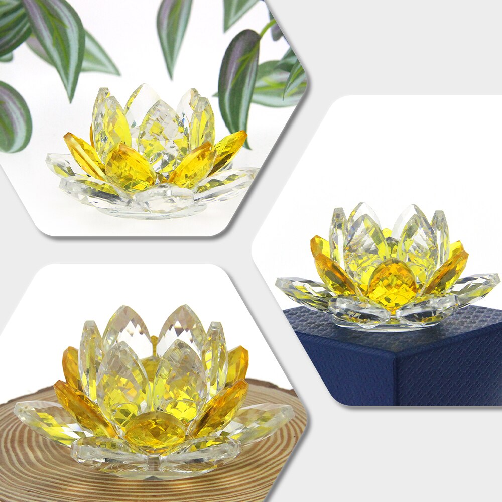 Kristall Lotusblume Handwerk Glas Papiergewicht Wohnkultur Ornamente Figuren Haus Hochzeit Party Dekor Geschenke Souvenir