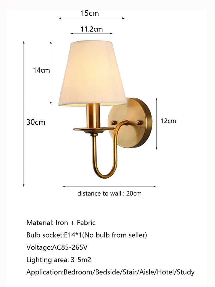 Elegante Stoffwandleuchte - Vintage europäischer Charme für jeden Raum
