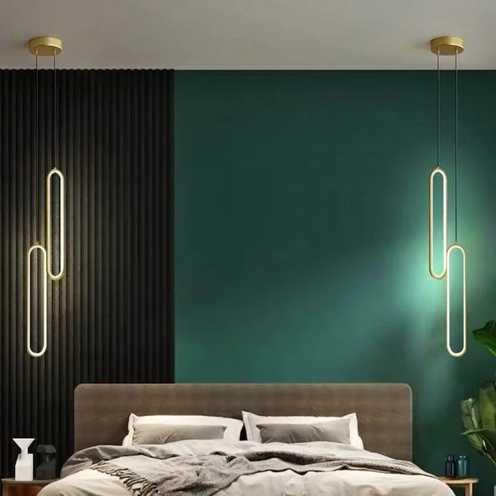 Moderne LED Pendelleuchte – Schwarz und Gold Hängelampe für Schlafzimmer, Wohnzimmer und Esszimmer Dekor