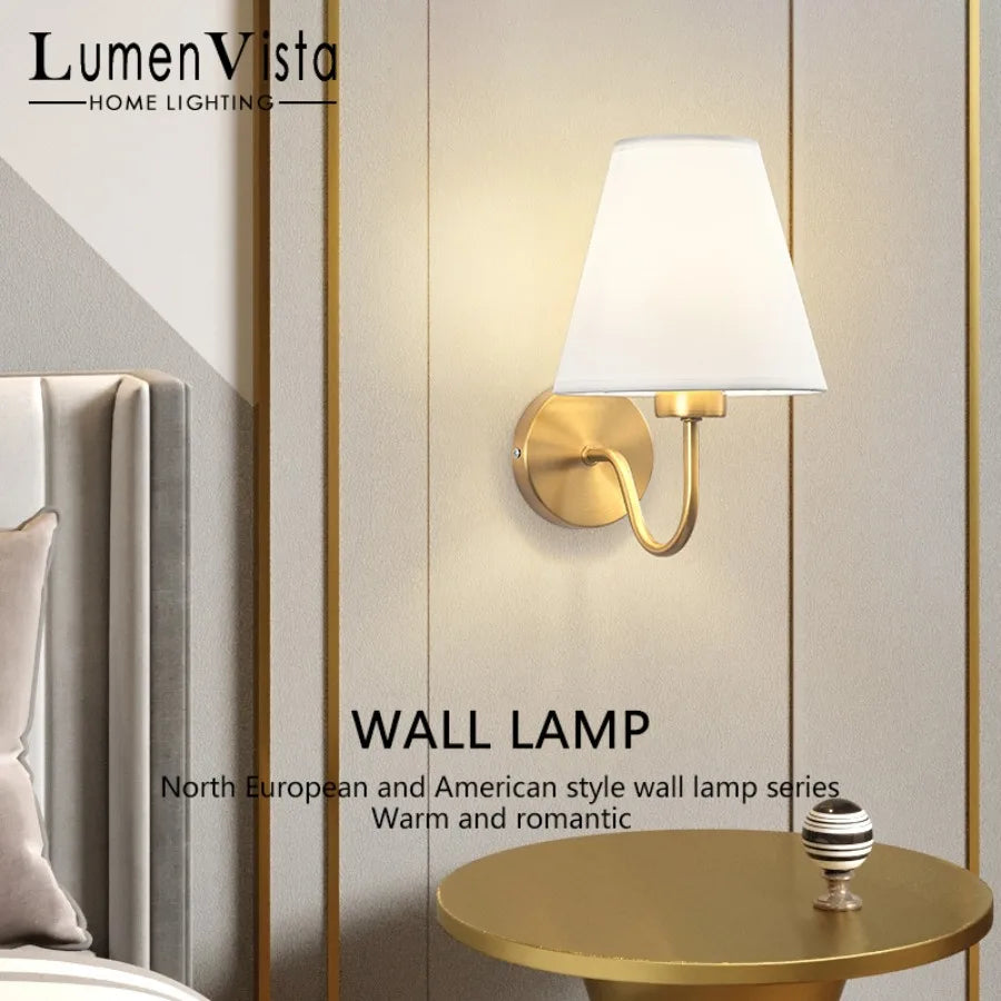 Moderne LED-Stoffwandleuchte – E27 Retro-Wandbeleuchtung für Schlafzimmer, Wohnzimmer, Hotel und Esszimmer