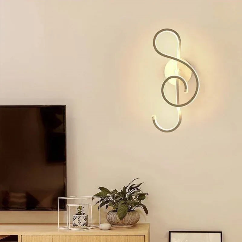 Moderne LED Wandleuchte - Musikalische Note Wandlampe für Schlafzimmer, Wohnzimmer und Büro, Berührung Ein/Aus, Auf- und Abwärts Lichtrichtung, Innenraum Dekoration