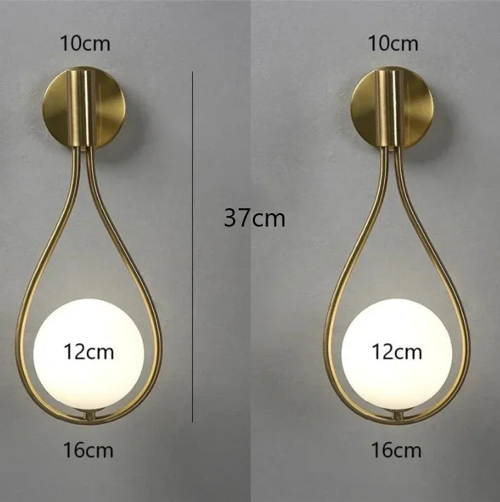 Moderne Metall- und Glaskugel-Wandleuchte – Nordic Style Wandbeleuchtung für Wohnzimmer, Schlafzimmer, Gang, Flur und Treppen – AC-betrieben, LED-Birne enthalten