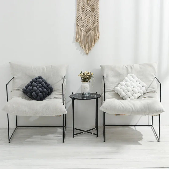Wohnzimmer Weicher Plüsch Knotenkissen Sofa Kissen Einfarbig Quadratisch Handgewebtes Heimwurfkissen Quadratische Gewebte Sitzkissen Kissen