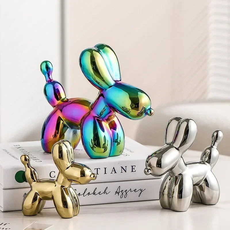Nordic Keramische Ballonhund Skulptur Gold Tier Dekorationen Statue Wohnzimmer Ornamente Kreatives Schreibtisch Ornament Heim Deko