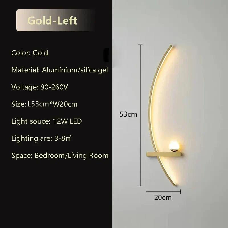 Moderne LED-Wandlampe – Aluminium 53 cm langer Streifenlicht für Schlafzimmer, Wohnzimmer, Flur und Innenräume – Dimmbare mit Fernbedienung