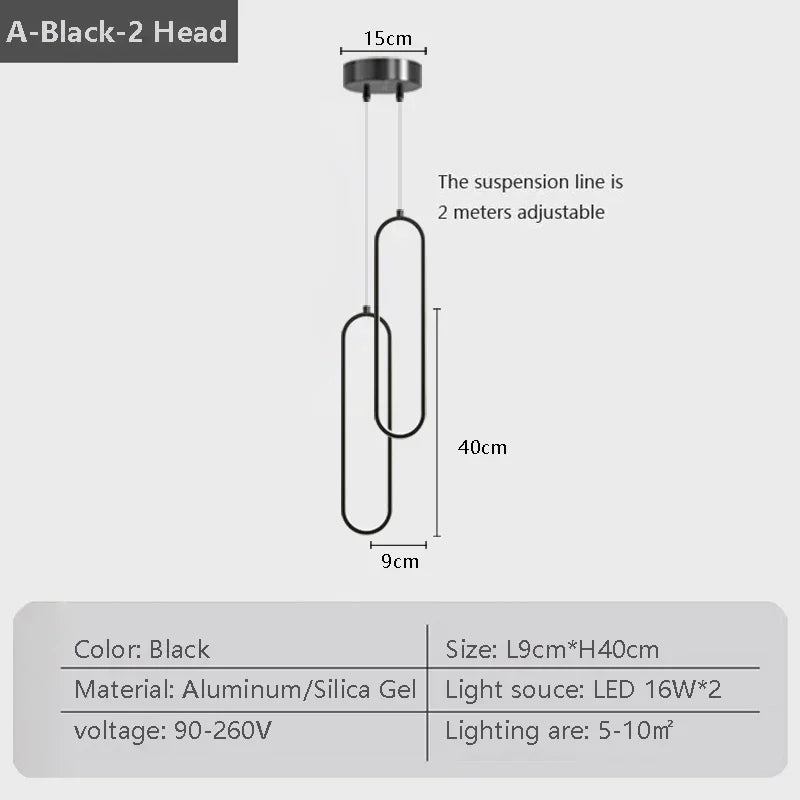 Moderne LED Pendelleuchte – Schwarze und goldene hängende Lampe für Schlafzimmer, Wohnzimmer und Esszimmer – Stilvolle Deckenleuchte für Innenräume