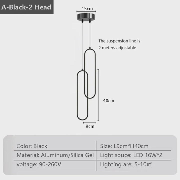 Moderne LED Pendelleuchte – Schwarze und goldene hängende Lampe für Schlafzimmer, Wohnzimmer und Esszimmer – Stilvolle Deckenleuchte für Innenräume