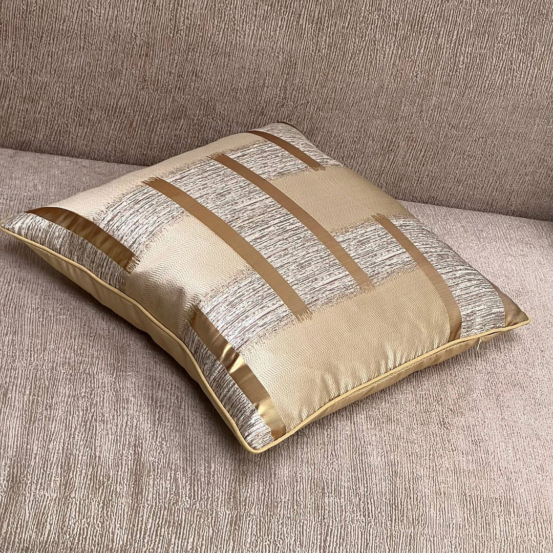 Glänzende Goldene Silberne Streifen Jacquard Kissenbezüge 45x45cm Kissenbezüge Quadratische Bezüge Für Sofa Wurfkissen Leichte Luxuriöse Nordische Wohnkultur