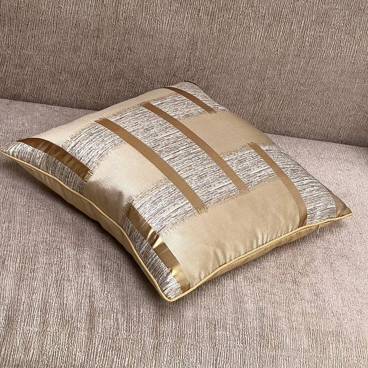 Glänzende Goldene Silberne Streifen Jacquard Kissenbezüge 45x45cm Kissenbezüge Quadratische Bezüge Für Sofa Wurfkissen Leichte Luxuriöse Nordische Wohnkultur
