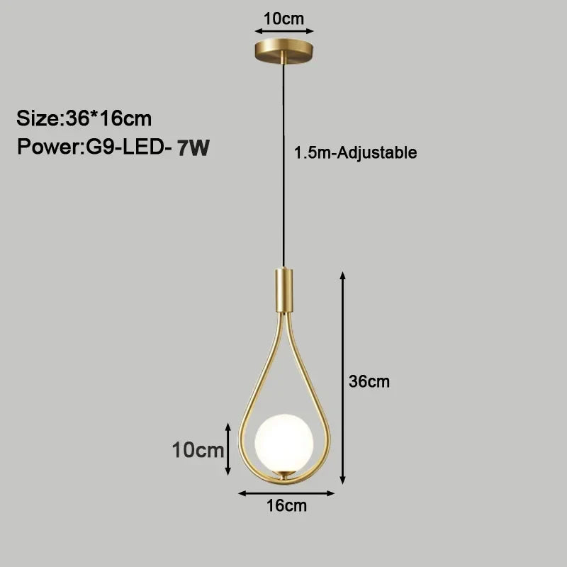 Moderne LED Pendelleuchte – Nordischer Mattglas Ball Kronleuchter mit G9 Glühbirne für Schlafzimmer, Wohnzimmer und Esszimmer