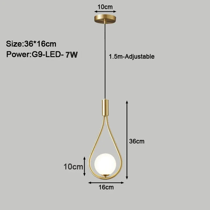 Moderne LED Pendelleuchte – Nordischer Mattglas Ball Kronleuchter mit G9 Glühbirne für Schlafzimmer, Wohnzimmer und Esszimmer