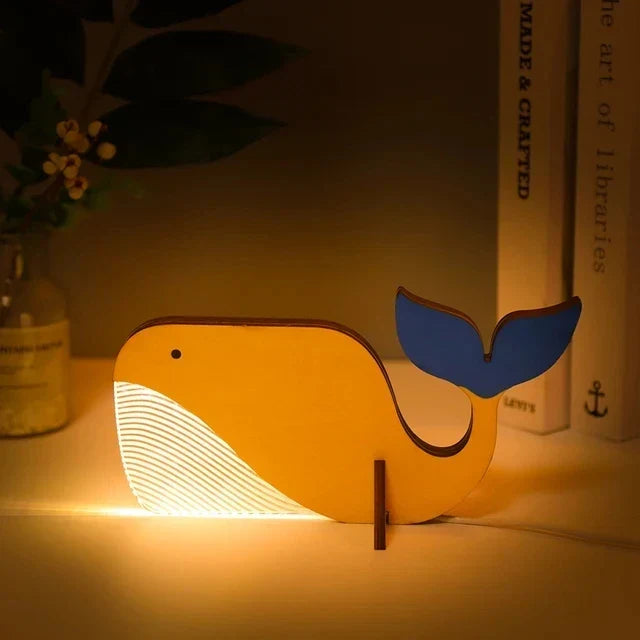 Charmante Holz Tiere LED Nachttischlampen