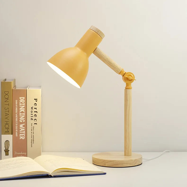 Kreative Nordische Holz Kunst LED Tischlampe – Verstellbarer Kopf & Augenschutz