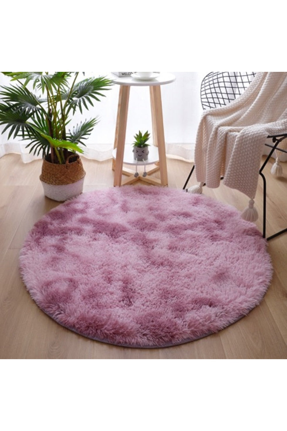 Flauschiger runder Teppich