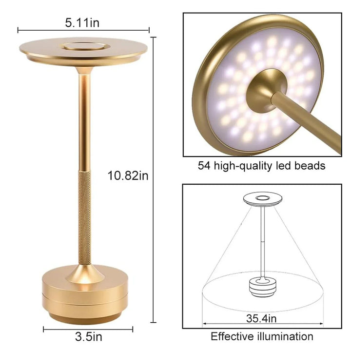 Klassische Touch-Sensor-LED-Tischlampe | Wiederaufladbare kabellose Schreibtischlampe mit 3 Farbtemperaturen einstellbar