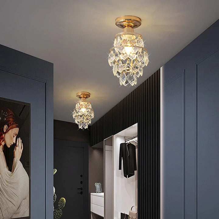 Moderne Gold Mini Kristall Deckenleuchte – E27 LED Leuchte für Schlafzimmer, Wohnzimmer, Treppen und Wohnkultur