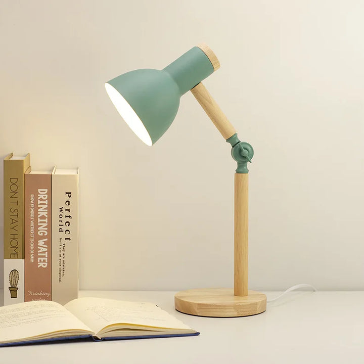 Kreative Nordische Holz Kunst LED Tischlampe – Verstellbarer Kopf & Augenschutz
