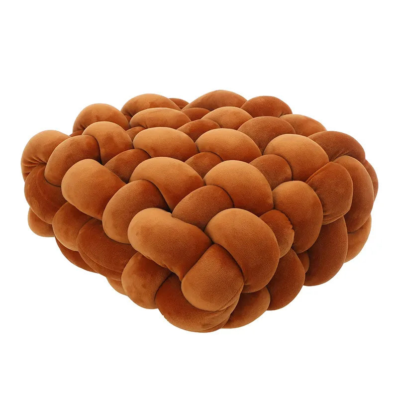 Wohnzimmer Weicher Plüsch Knotenkissen Sofa Kissen Einfarbig Quadratisch Handgewebtes Heimwurfkissen Quadratische Gewebte Sitzkissen Kissen