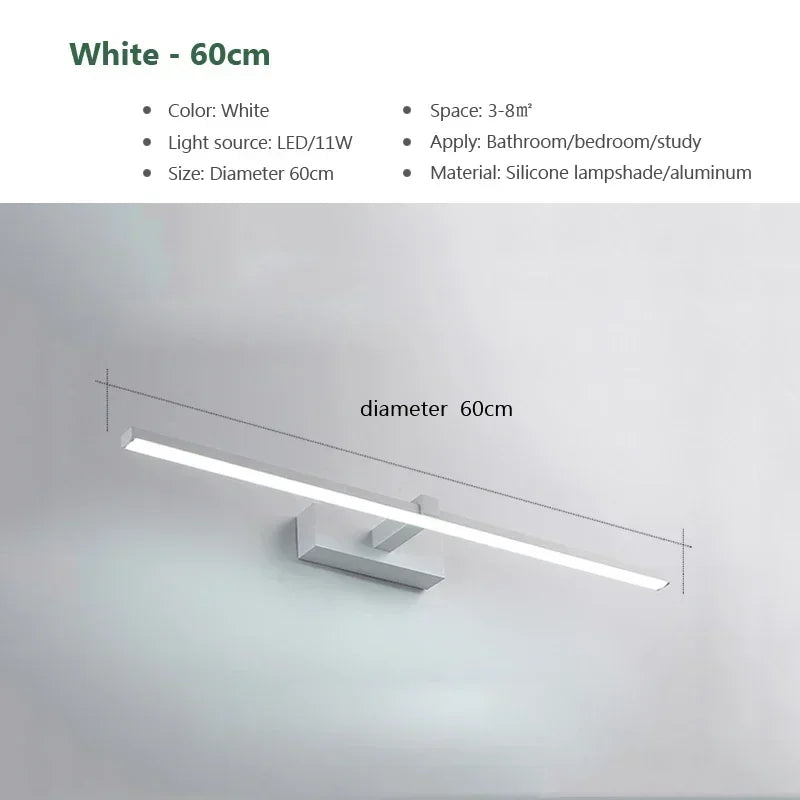 Moderne LED-Wandlampe – Drei-Farben-Badezimmer-Wandleuchte mit Aluminium-Finish für Spiegel, Bad & Wohnkultur
