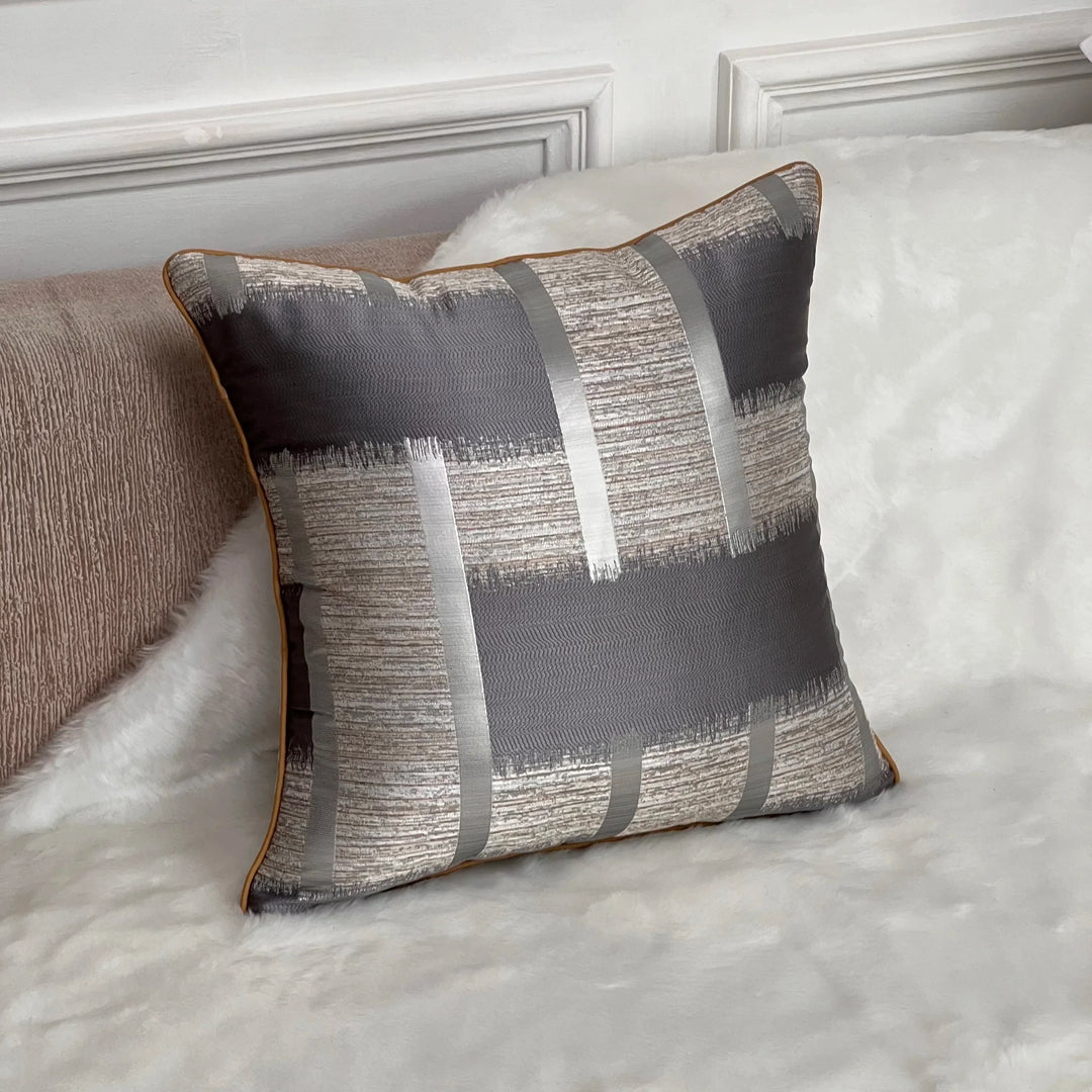 Glänzende Goldene Silberne Streifen Jacquard Kissenbezüge 45x45cm Kissenbezüge Quadratische Bezüge Für Sofa Wurfkissen Leichte Luxuriöse Nordische Wohnkultur