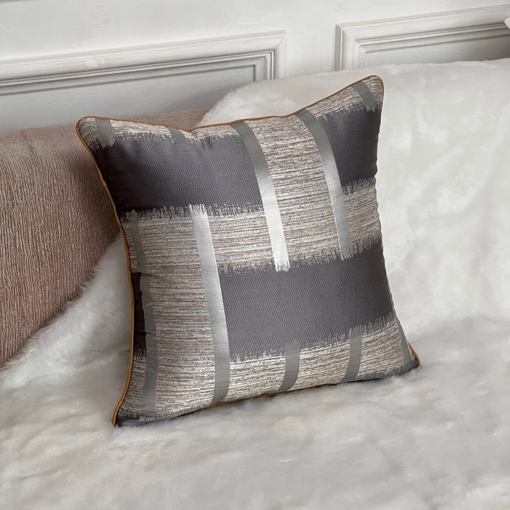 Glänzende Goldene Silberne Streifen Jacquard Kissenbezüge 45x45cm Kissenbezüge Quadratische Bezüge Für Sofa Wurfkissen Leichte Luxuriöse Nordische Wohnkultur