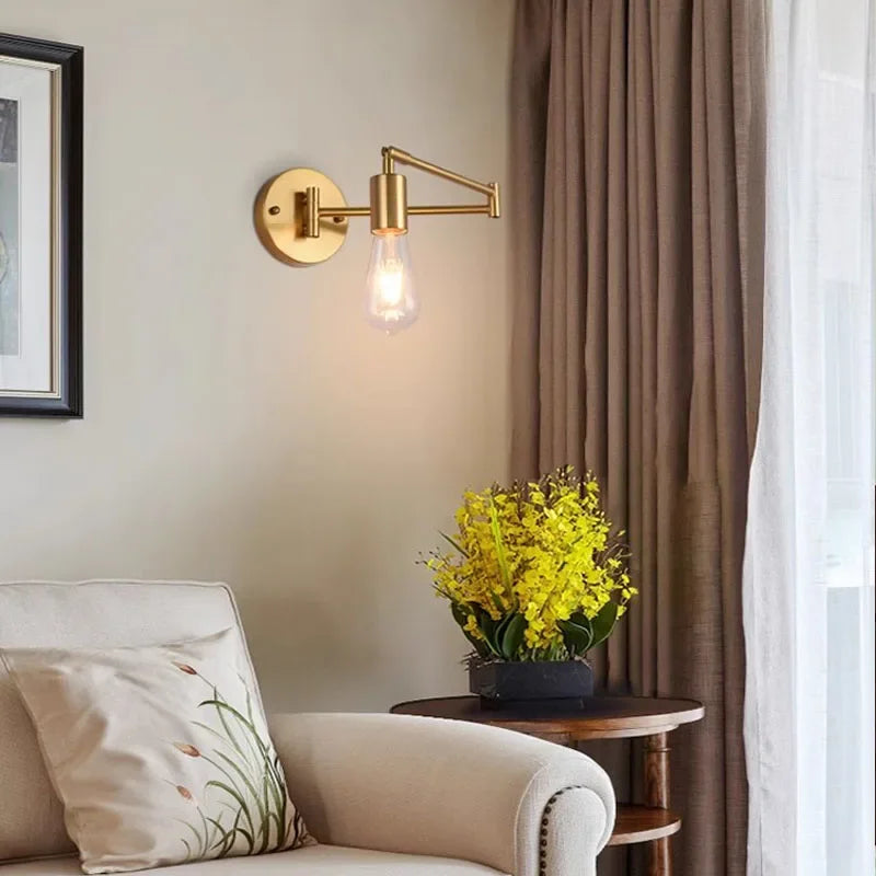 Nordic LED Glas Wandlampe – Schwenkarm Teleskop Klapp Leseleuchte für Schlafzimmer, Wohnzimmer und Arbeitszimmer, verstellbares langes Stangendesign