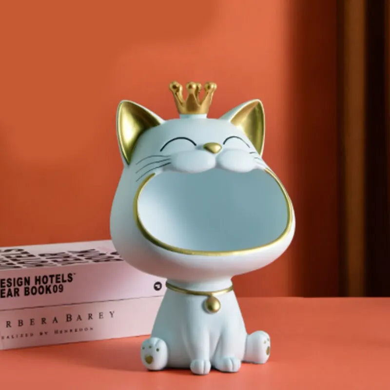 Fortune Crown Big Mouth Cat Eingang Schlüsselhalter Dekoratives Ornament, Leichte Luxus Einweihungsgeschenk Skulptur