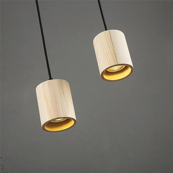 Moderne Holz-Pendelleuchte – Nordic Style Massivholzlampe für Wohnzimmer, Schlafzimmer, Bar und Restaurant, E27 Lampenfassung