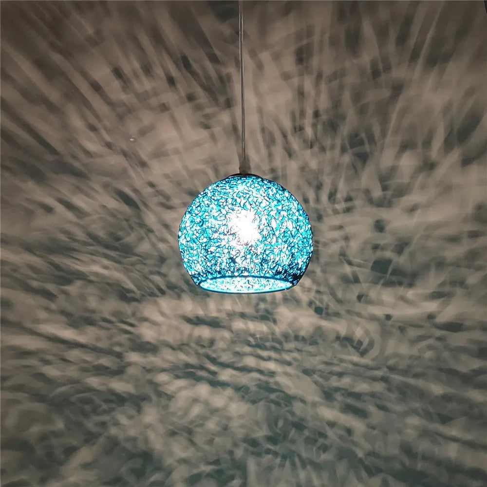 Moderne Bunte Runde Pendelleuchte – E27 LED Hängeleuchte für Schlafzimmer, Wohnzimmer, Café und Restaurant