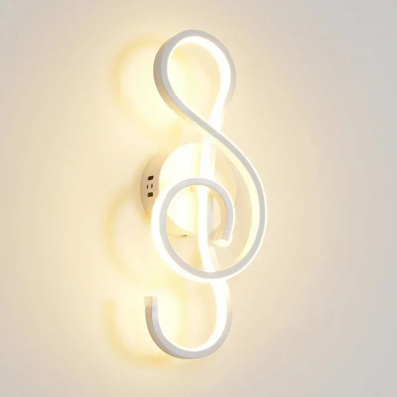Moderne LED Wandleuchte - Musikalische Note Wandlampe für Schlafzimmer, Wohnzimmer und Büro, Berührung Ein/Aus, Auf- und Abwärts Lichtrichtung, Innenraum Dekoration