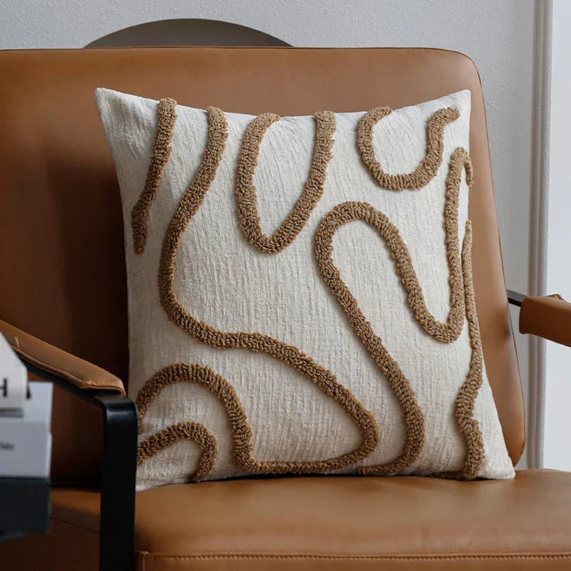 Boho Chenille Kissen mit weichen geometrischen Linien für Sofa und Wohnzimmer