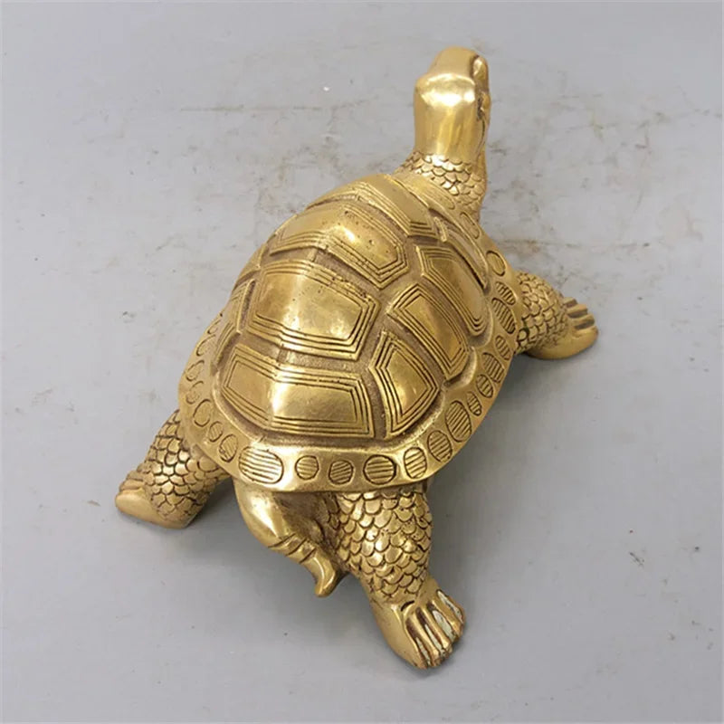 Brass Feng Shui Schildkröte Statue Glückliches Tier Skulptur für Langlebigkeit Home Office Dekoration Figur Geschenk Studien Ornament