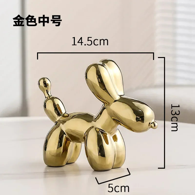 Nordic Keramische Ballonhund Skulptur Gold Tier Dekorationen Statue Wohnzimmer Ornamente Kreatives Schreibtisch Ornament Heim Deko