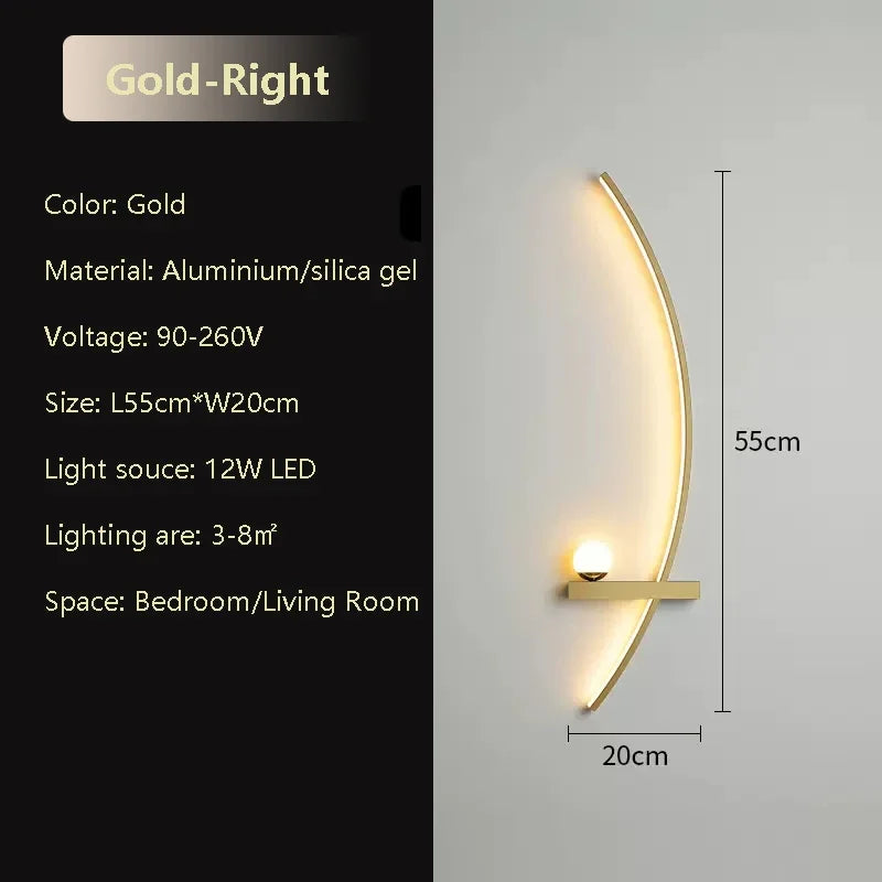 Moderne LED-Wandlampe Schwarz Gold - Schlankes Langstreifen-Design für vielseitige Beleuchtung