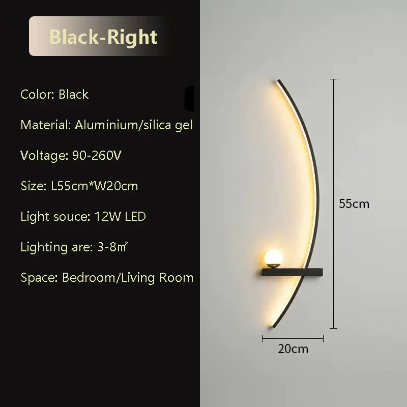 Moderne LED-Wandlampe Schwarz Gold - Schlankes Langstreifen-Design für vielseitige Beleuchtung