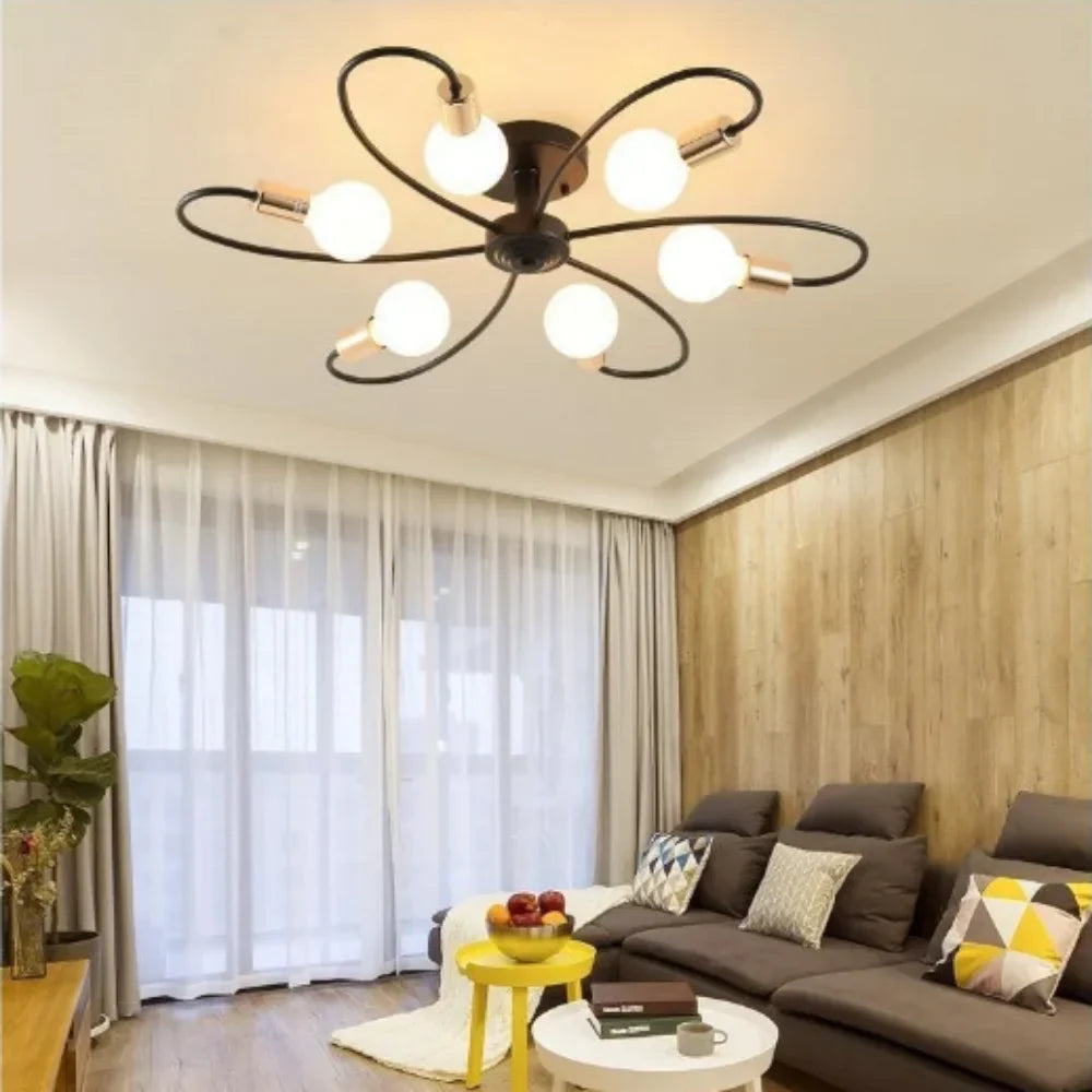 Moderne LED-Deckenlampen - Industrielles Eisen Schwarz/Goldene Nordic Minimalismus